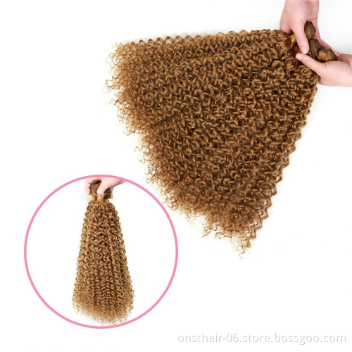 Afro Kinky Curly Ombre hair bundles Synthetic hair Super Long Curl Blonde Brown Bundles With Hair Extensions